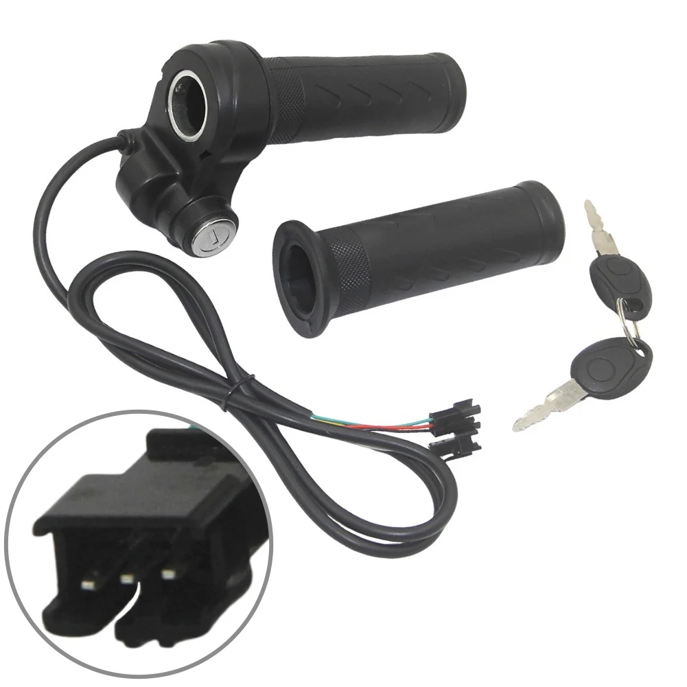 

3 Pin Electric Bicycle Throttle Waterproof With 2 Keys Throttle Grip For Electric Trike Electric Scooter Trike Throttle Handle