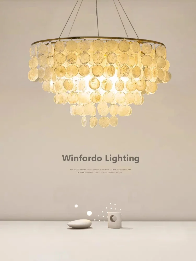 Shell Chandelier Gold Chrome Metal Restaurant Living Room Hanging Light Fixtures Hotel Hall Hanglamp Luminaire Kids' Lamp