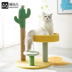 Sisal Cat Tree Cactus Style Cat Tower Kitten Climbing Frame Cute Funny Jumping Platform Sisal Cat Scratching Post Pet Supplies