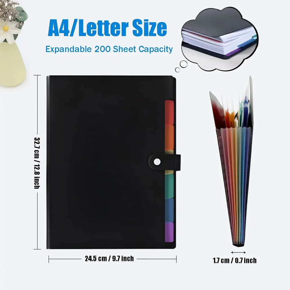 1pc 7-pocket colorful expandable document bag, A4 accordion-style document bag, plastic material, document storage bag image 2