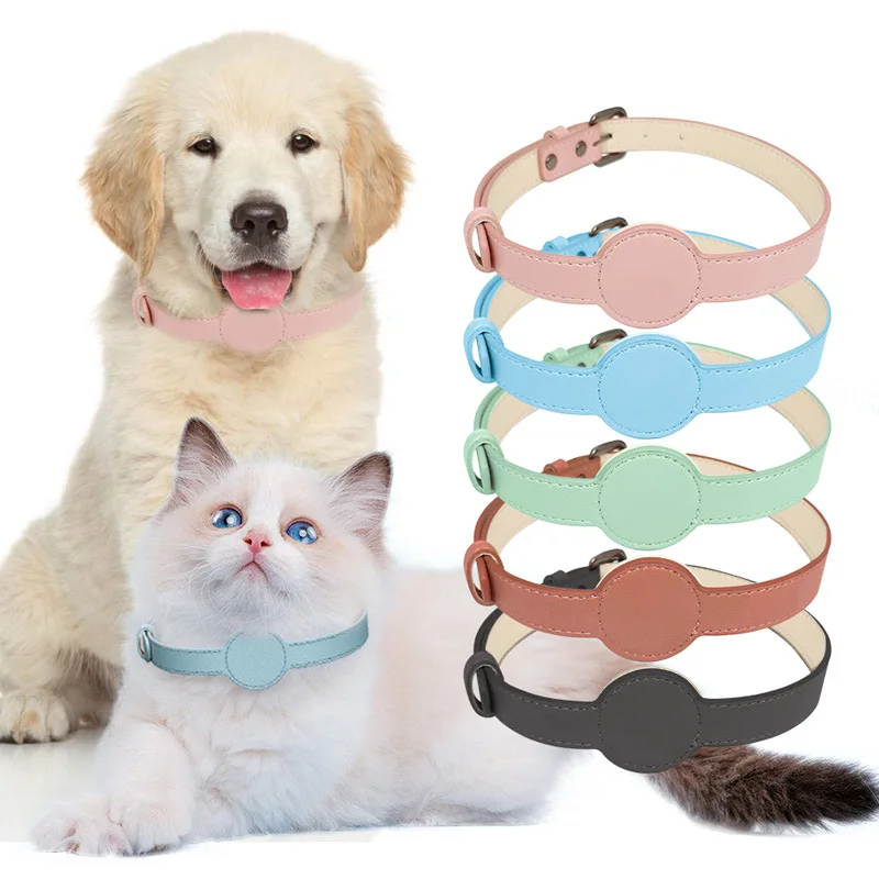 For Apple Airtag Protective Sleeve Tracker Waterproof Pet Dog Anti-lost Positioning Silicone PU Collar Anti-lost Pet Cat Collar