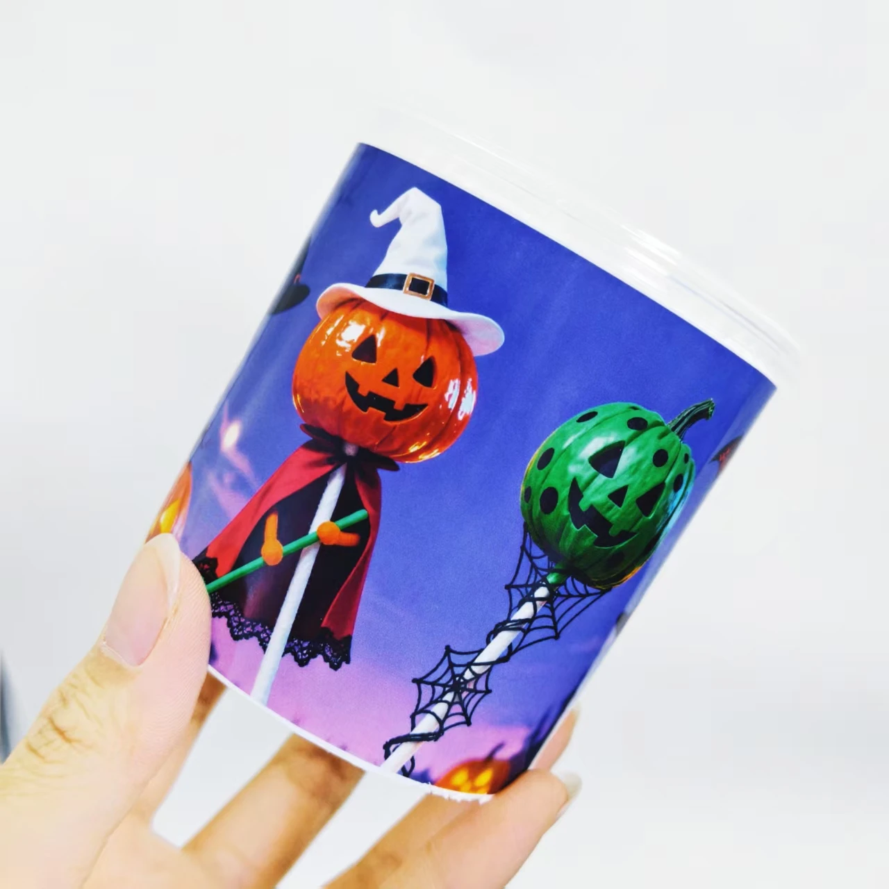 400 Uds./800 Uds hisopos de algodón con temática de Halloween, hisopos de algodón de regalo de vacaciones con patrón de calabaza de punta redonda blanca