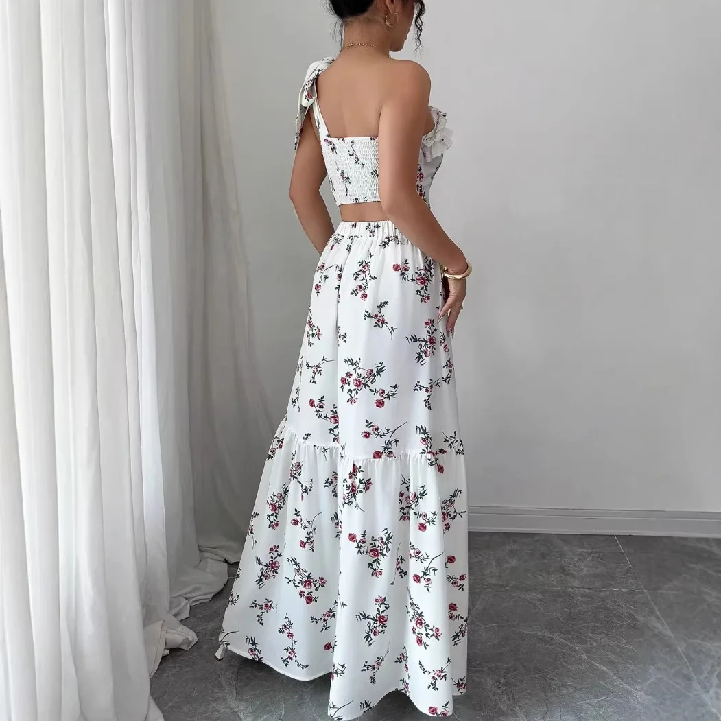 Printed Elegant Fashionable And Cable Top + Skirt Two-piece Set Birthday Dress Boho Vestidos Clothing Party