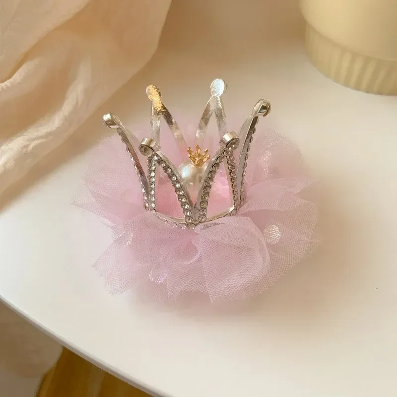 New Princess Children Girl Hairpin Vintage 3D Crown Mesh Hair Clip for Kid Girl Birthday Party Decroative Hair Pin Girls Gift