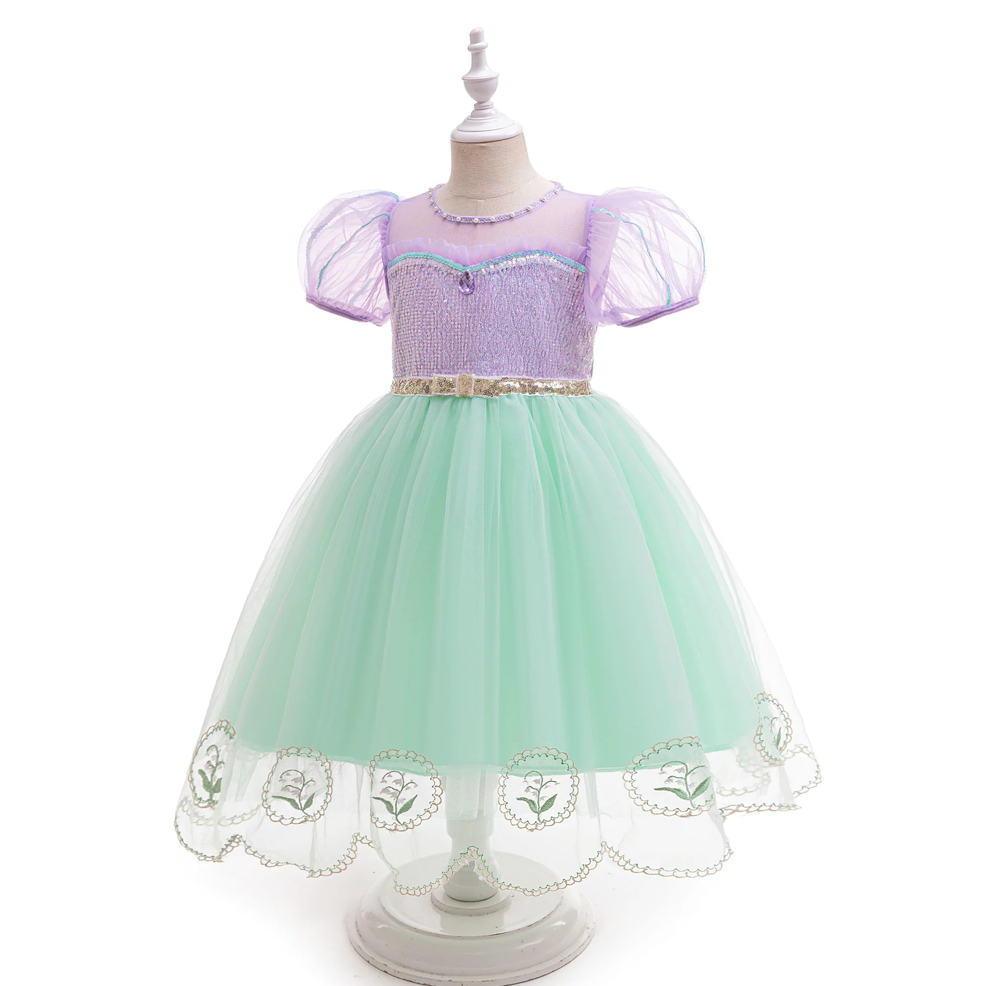 Little Mermaid Ariel Princess Dress For Girls Cosplay Costume Child Carnival Green Birthday Party Dresses Mermaids Kids Clothing