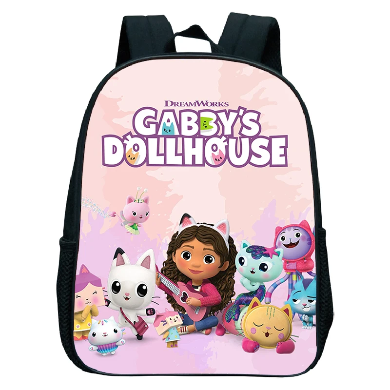 Children Gabbys Dollhouse Backpack Kids Kawaii School Bag Gabby Cats Kindergarten Bookbag Toddler Girls Backpacks 12Inch Mochila