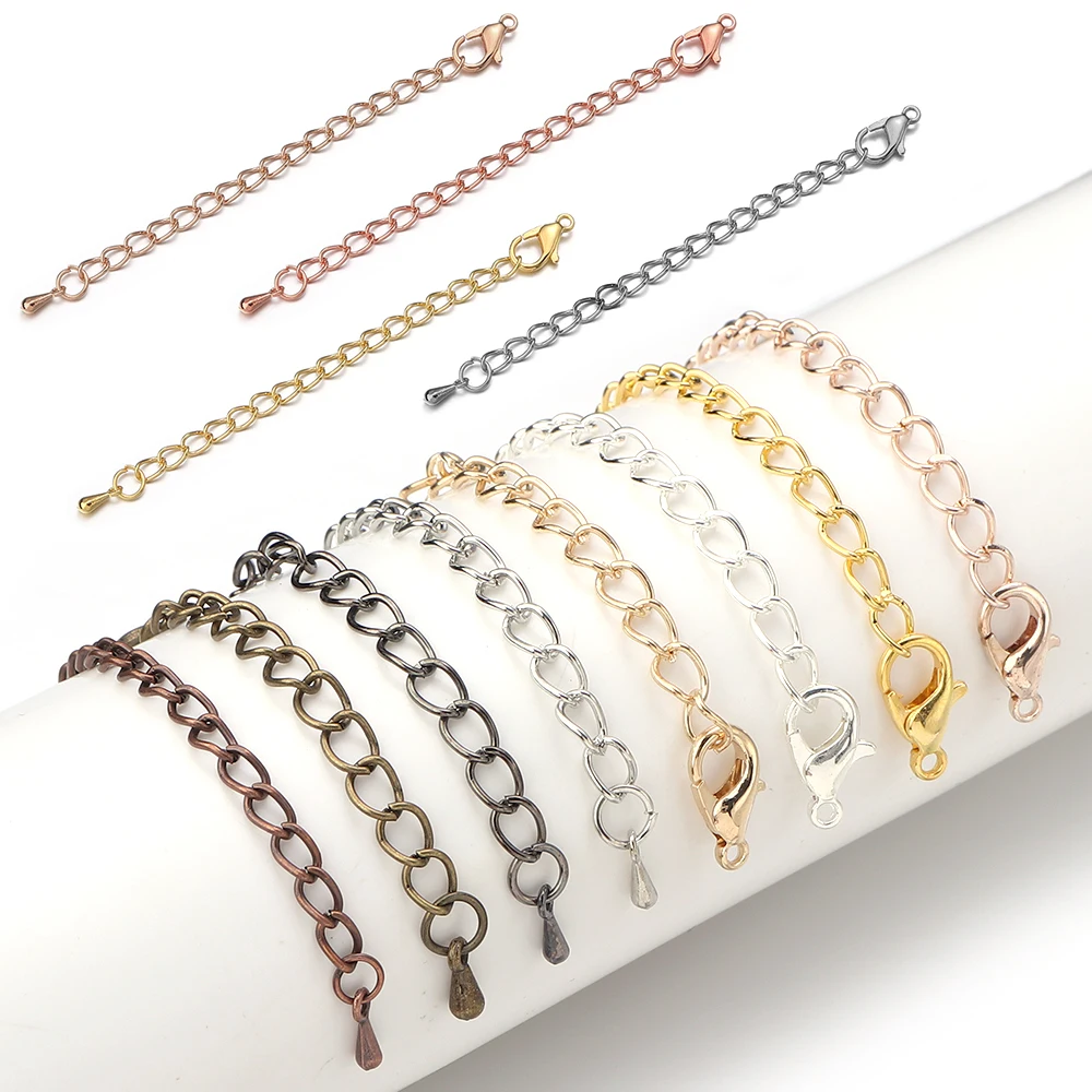 

20pcs Lobster Clasps Extension Chains 50/70mm Connector Extended Tail Chain for Jewelry Making DIY Bracelet Necklace Supplies