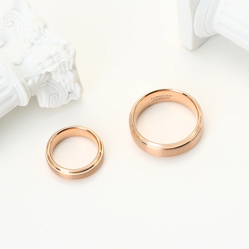Classic Rose Gold Color Tungsten Wedding Ring For Women Men Carbide Engagement Band Comfort Fit Width 8mm 6mm