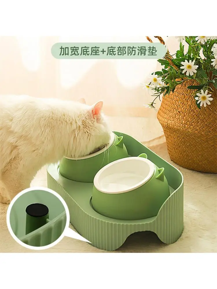 

Ceramic Double Bowl Dog Food Bowl Protection Cervical Vertebra Drinking Water Rice Bowl Pet Supplies