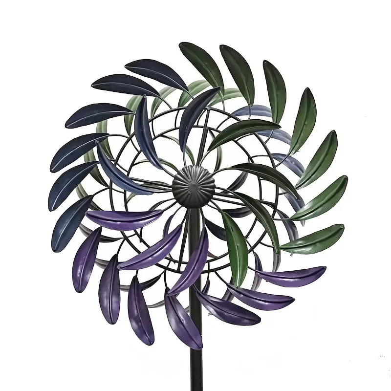 

Outdoor wrought iron windmill, garden villa, courtyard decoration, craft four floors, rainbow windmill, rotating ornament