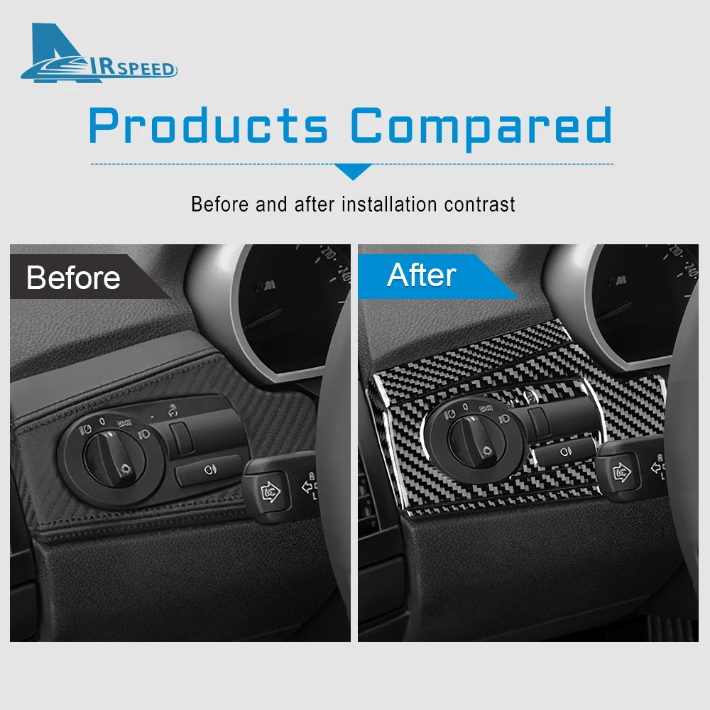 LHD Carbon Fiber for BMW Z4 E85 E86 2003-2008 Accessories Car Headlight Switch Button Frame Panel Sticker Interior Trim Styling view 6