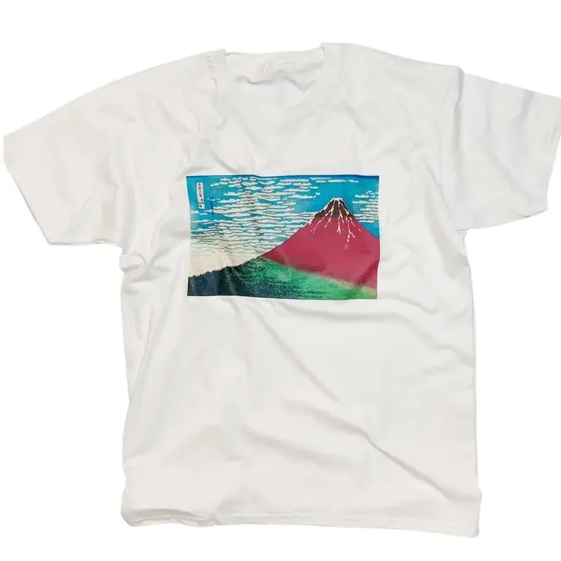 Japanese Art T Shirt Red Fuji Fine Wind Clear Morning by Hokusai