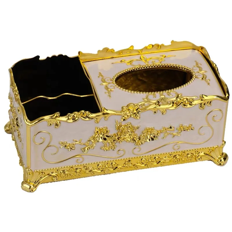 Multi-functional Tissue Box Gold Plated Top Grade European Style Home Paper Extraction Box KTV Tissue Box Hotel Supplies Napkin
