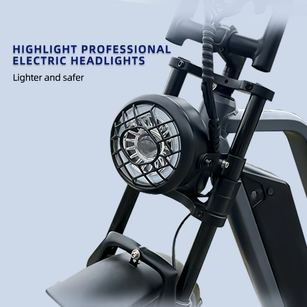 Farol de bicicleta elétrica com brilho ajustável, farol para motocicleta à prova d'água com classificação de energia de 10w para motocicletas