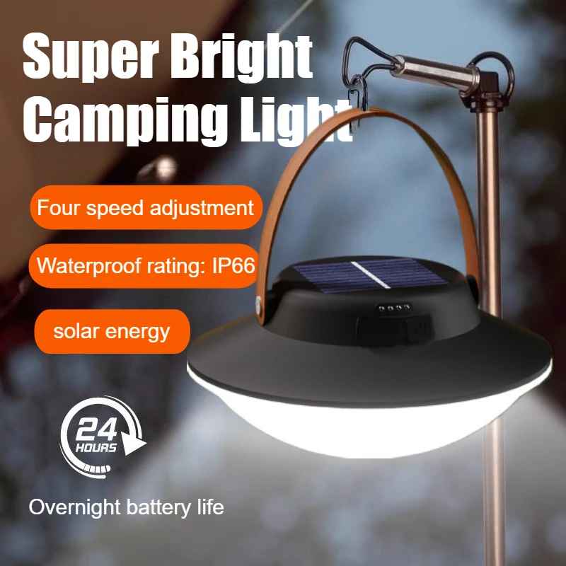 

Солнечная лампа для кемпинга IPX4, водонепроницаемый, Type-C, портативный подвесной фонарь с быстрой зарядкой для наружного аварийного отключения электроэнергии, ночной работы