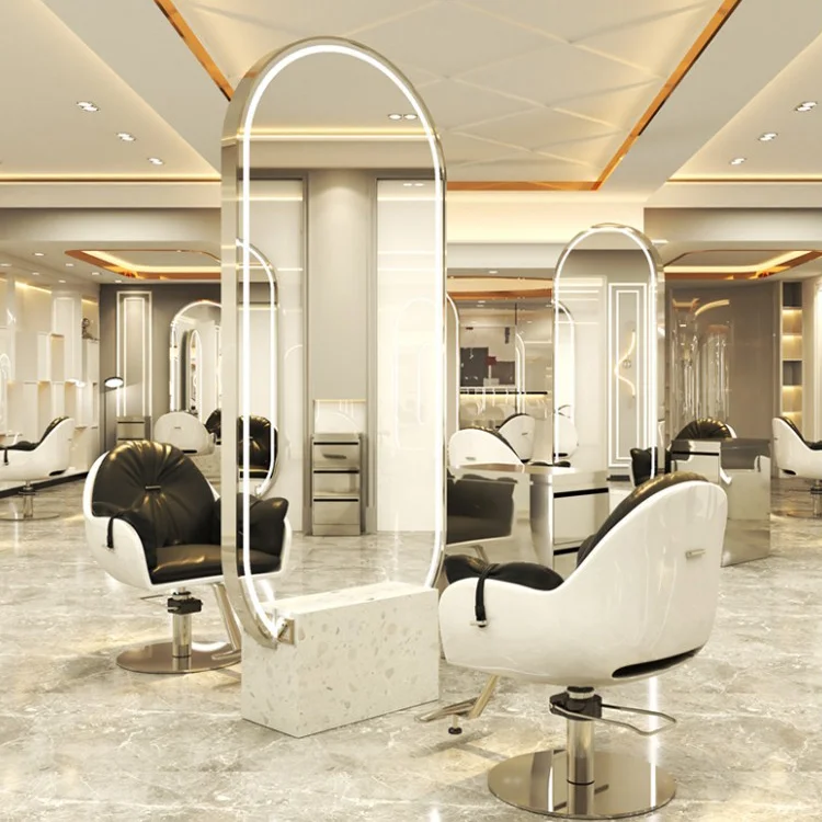 Dressing Double-sided Salon Furniture Light Smart Cheap Barber Beauty Led Full Length Salon Mirror