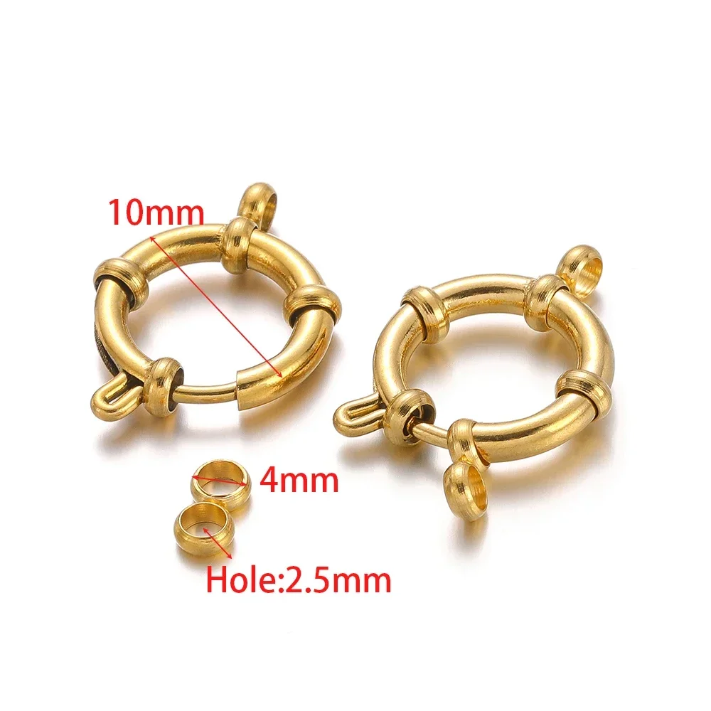4 stks/partij Rvs Ronde Lente Sluitingen Haken met 8 Connectors voor DIY Sieraden Maken Armband Ketting Accessoires Bulk
