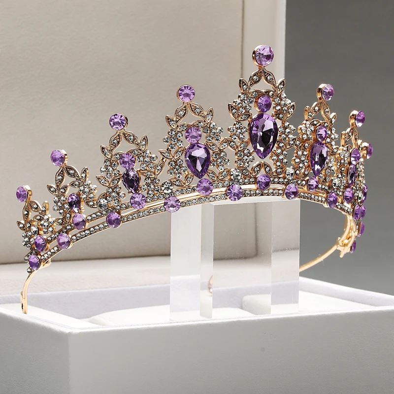 Itacazzo Bridal Headwear with a Purple-Colour Ladies Exquisite Wedding Dress Crown Classic Elf Tiaras