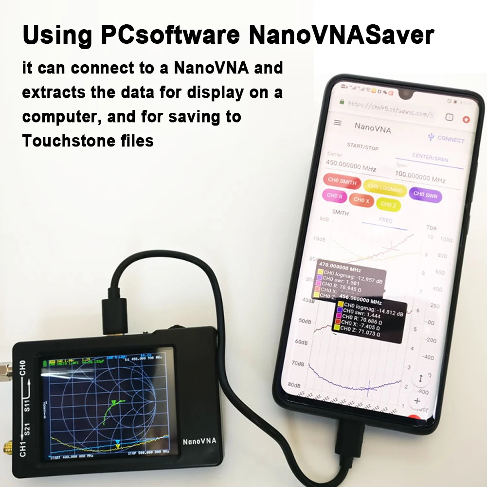 4in S-A-A-2 Nano VNA-F V2 Vector Network Analyzer Digital Nano VNA Tester MF HF VHF UHF USB Logic Antenna Analyzer Standing Wave