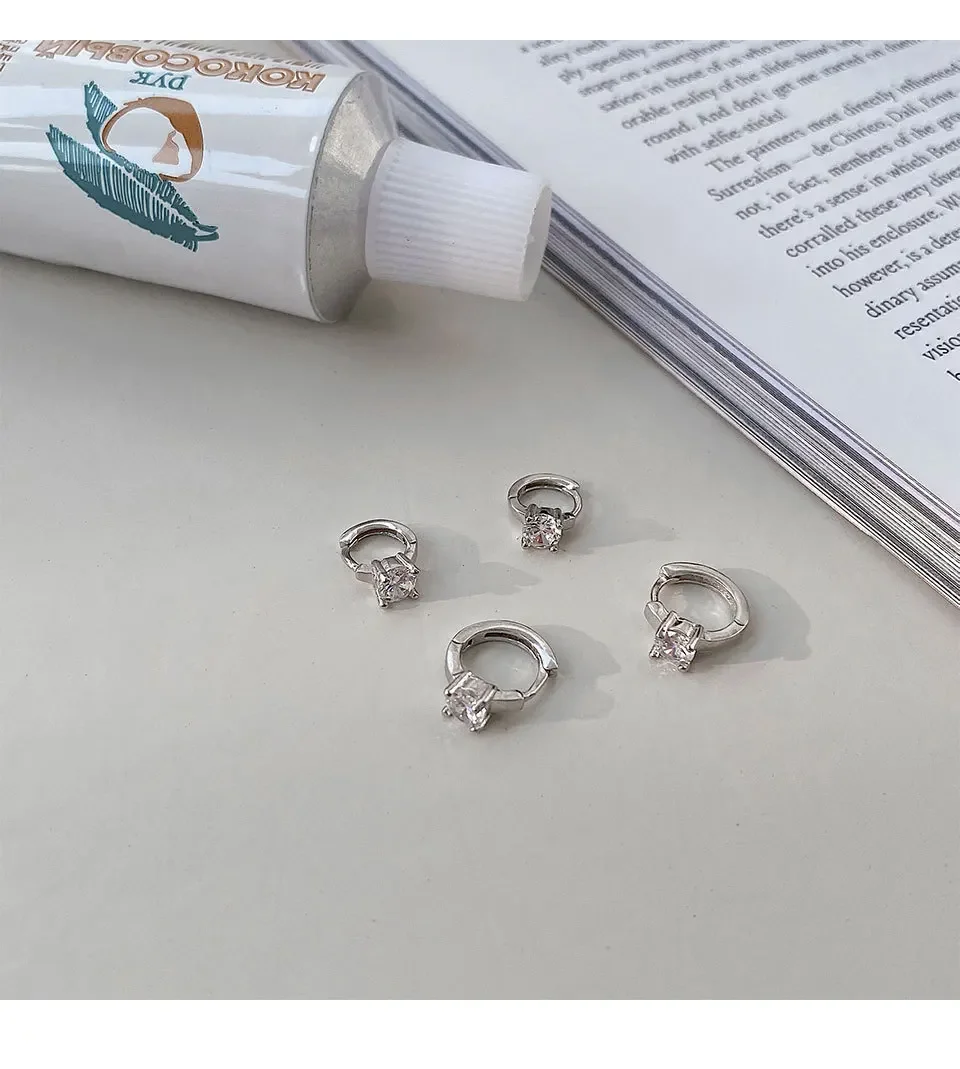 Creolen aus 925er Silber, Temperament, schlicht, schwarz, weiß, Zirkon, für Damen, Hochzeit, Schmuckzubehör – Detail 15
