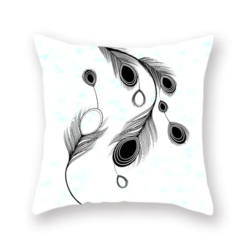 Polyester Pillowcase, Home Pillowcase, Peacock Feather Pillowcase, Bedroom and Office Hotel Car Decorative Pillowcase 45x45 Cm .