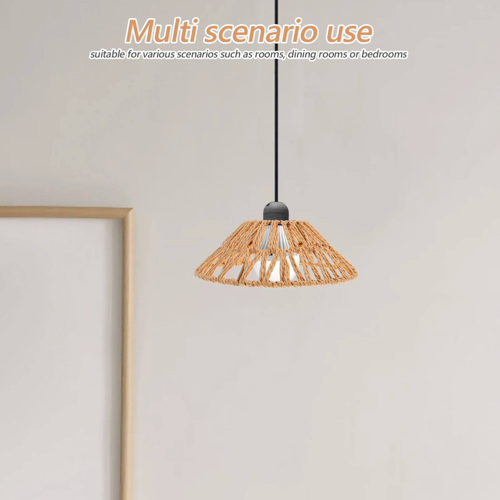 

Iron Paper Rope Lampshade E27 Socket 4 1cm Hole Handwoven Umbrella Design Decorative Hanging Ceiling Light Shade for Dining
