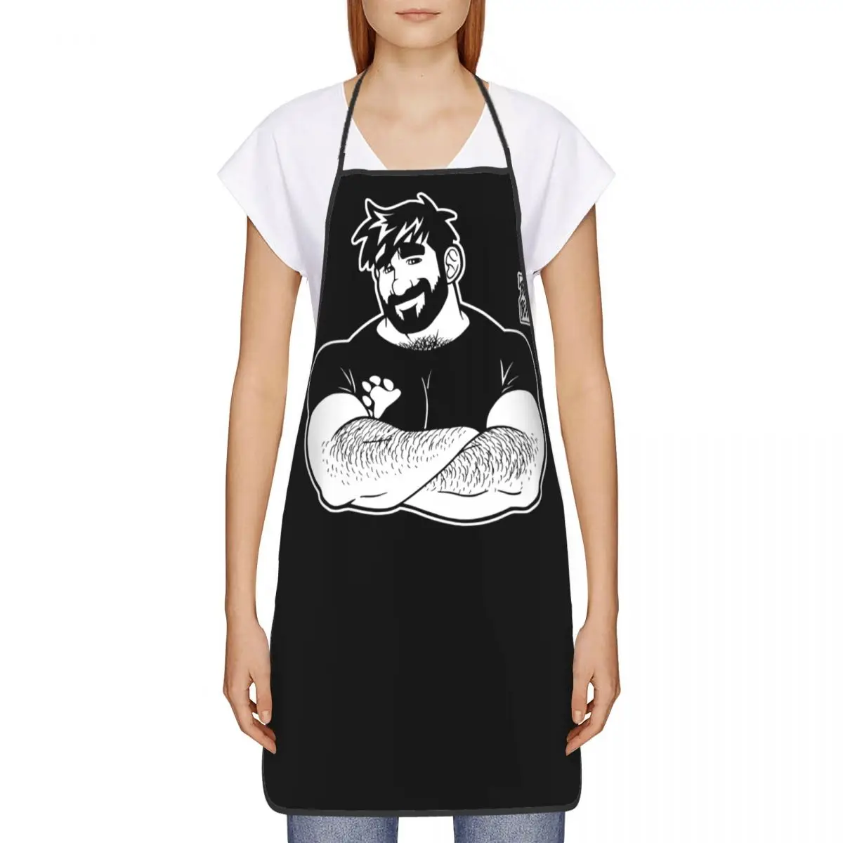 Custom Bib Gay Bear Adam Likes Crossing Arms Apron Men Women Adult Chef Cooking Kitchen Bobo Bear Pride Lgbt Tablier Cuisine