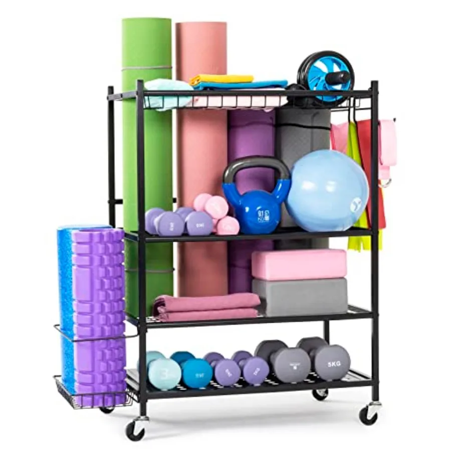 

Yoga Mat Storage Racks, Home Gym Storage for Foam Roller, Dumbbells, Kettlebells, All in One Workout Equipment Storage Organize