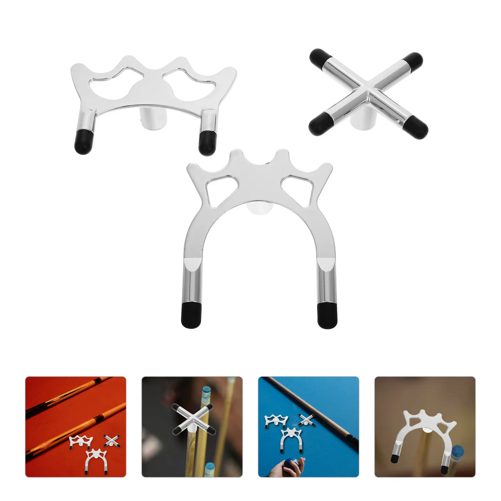 

3Pcs Pool Cue Bridge Stick Elegant Faux Copper Design Enhanced Stability for Home Club Use Billiard Accessories