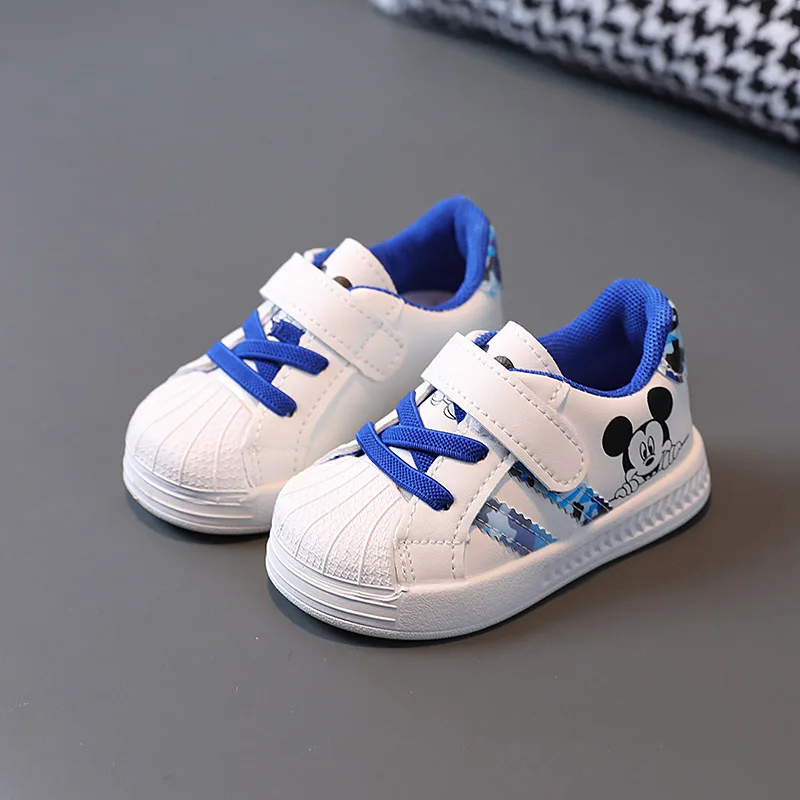 Disney spring mickey new boys and girls baby walking sneakers soft sole casual shoes single casual small white shoes