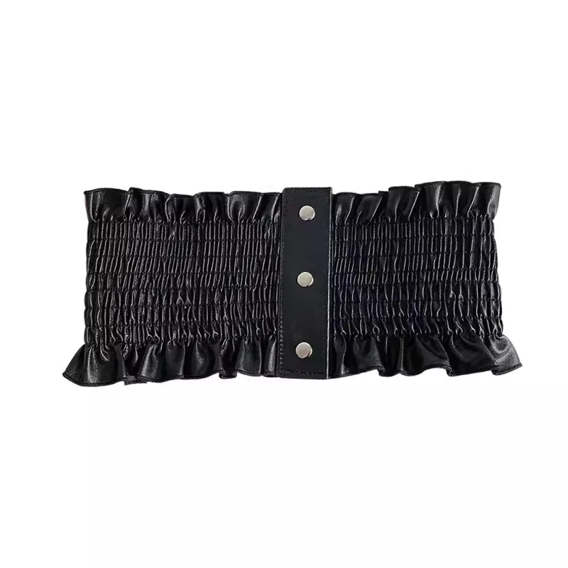 Ceinture corset élastique en cuir PU pour femme, ceinture de manteau Cummerbund pour femme, ceinture découvrante, J474