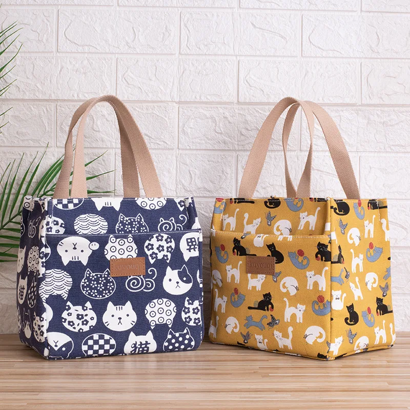 Thick Aluminum Foil Lunch Insulation Bag – Portable Office Lunch Tote with Canvas Handle & Japanese Design