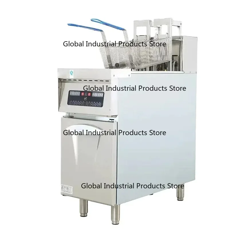 

Коммерческая вертикальная электрическая фритюрница с одним баком, 2 корзинами, таймером и шкафом для хранения