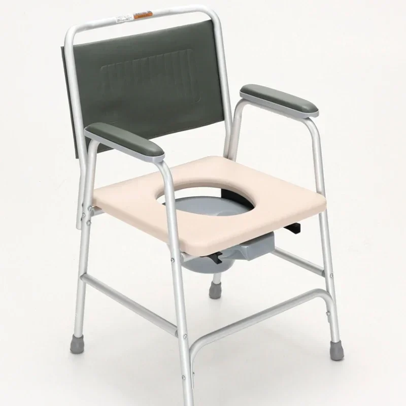 Aluminum Alloy Frame Elderly Toilet Chair, Dual-Purpose Commode and Bath Chair, Non-Slip Rubber Foot Mat, Portable Seat