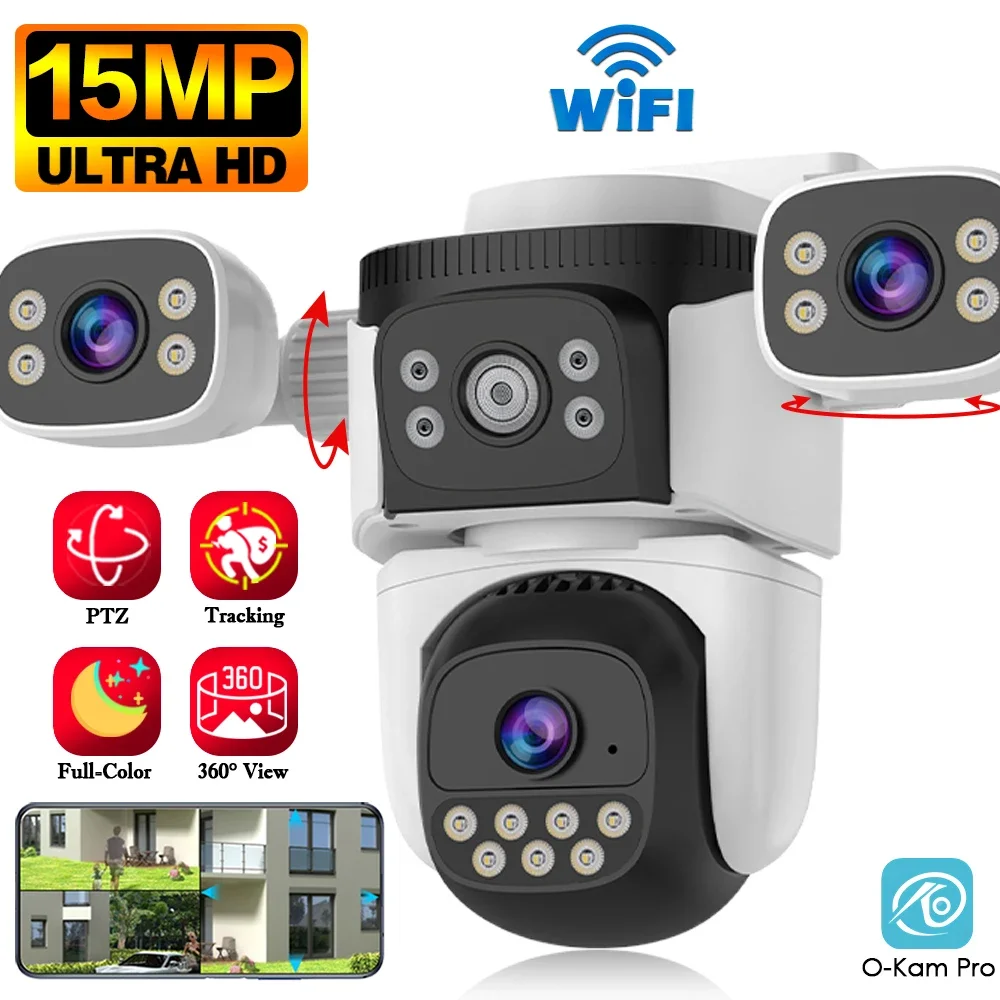 

Smart Wireless CCTV Camera WiFi 15MP 5MP Security IP Camera Outdoor Home 360° Video Surveillance Security Protection O-KAM app