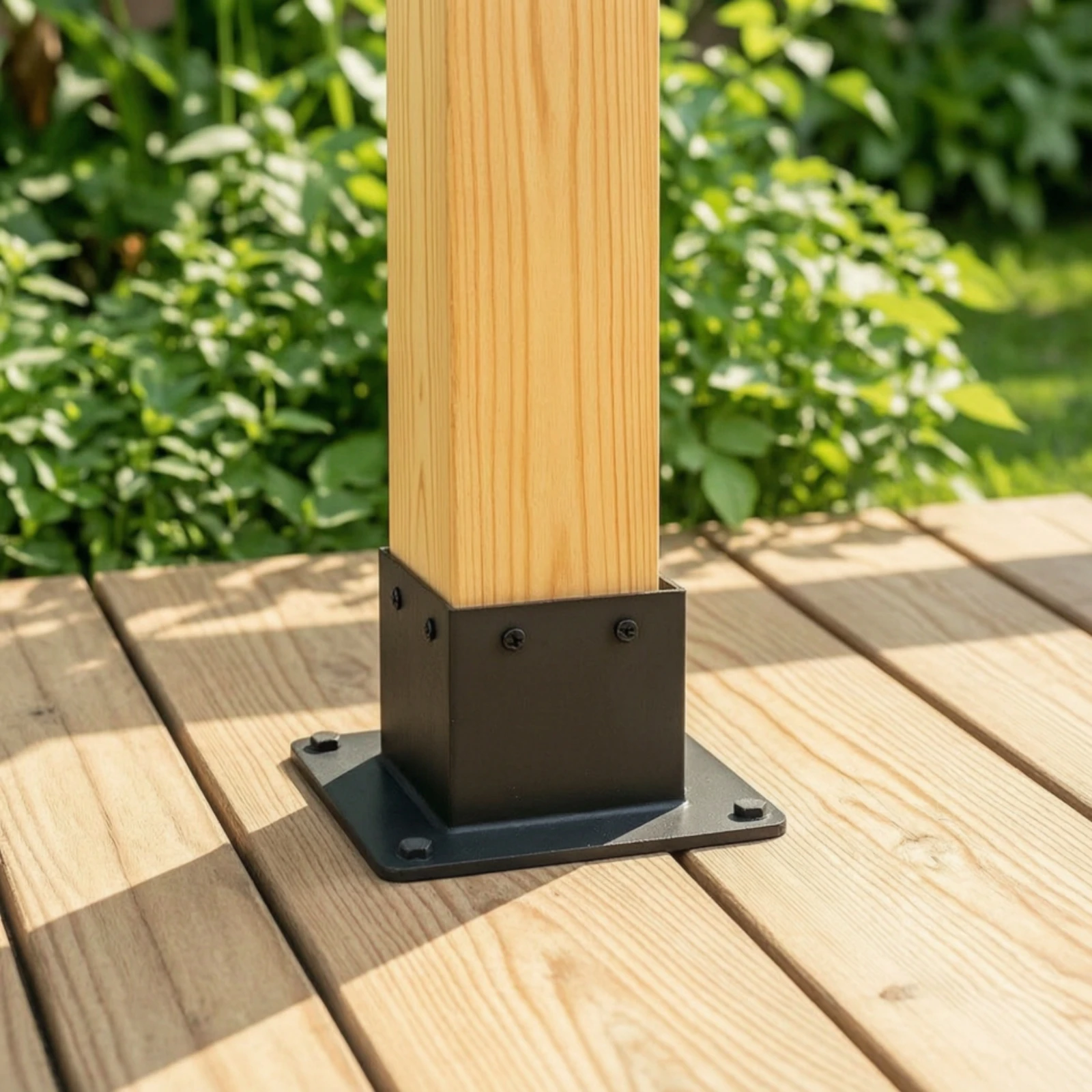 Post Base with Screws Heavy-Duty Post Anchor Bracket Hardware Rust-Resistant Compact for DIYers, Pergola, Gazebo