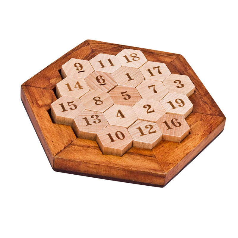 Wooden Hexagonal Puzzle Number Sudoku Board Game IQ Toys For Adults Kids Rompecabezas De Madera Educatief Speelgoed