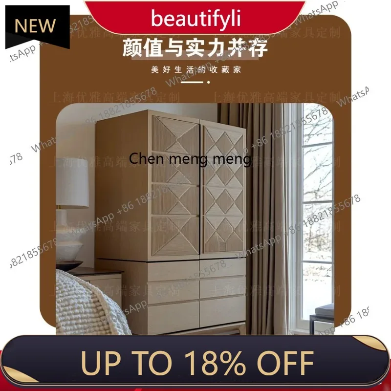 

P178 French solid wood carving flower storage cabinet antique bedroom wardrobe retro storage rattan dining side cabinet
