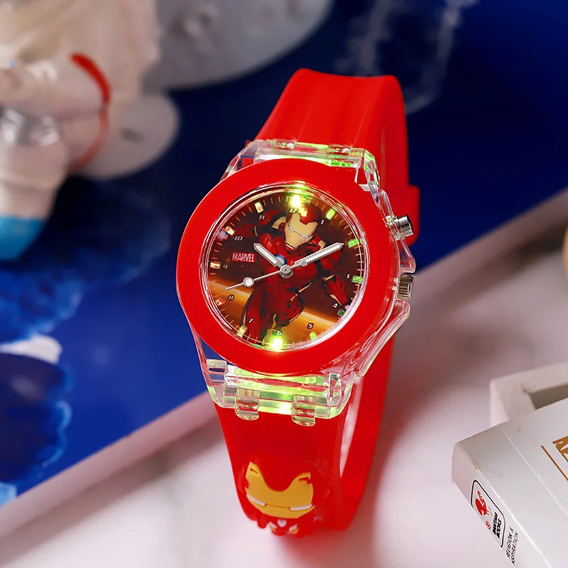 Disney Mickey Minnie Mouse Watch Silicone Luminous Glow-In-The-Dark Primary School Watch Cartoon Boy Girl Quartz Watch Gifts