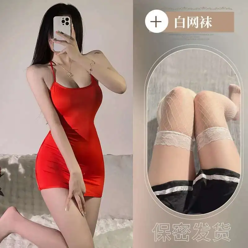 New Style Sexy Small Chest Dress Wrap Hip Sling Sheer Charm Erotic Gentle Slim Thin Soft Side Hollow Out Elegant Passion W0NY