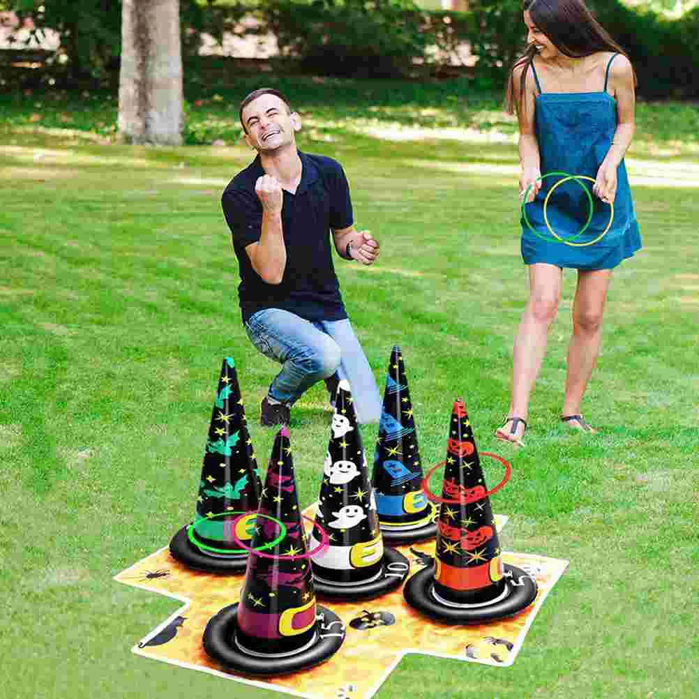 

Inflatable Throwing Ring Halloween Cone Toss Games Witch Hat Children’s Rings Party for Kids Supplies Outdoor