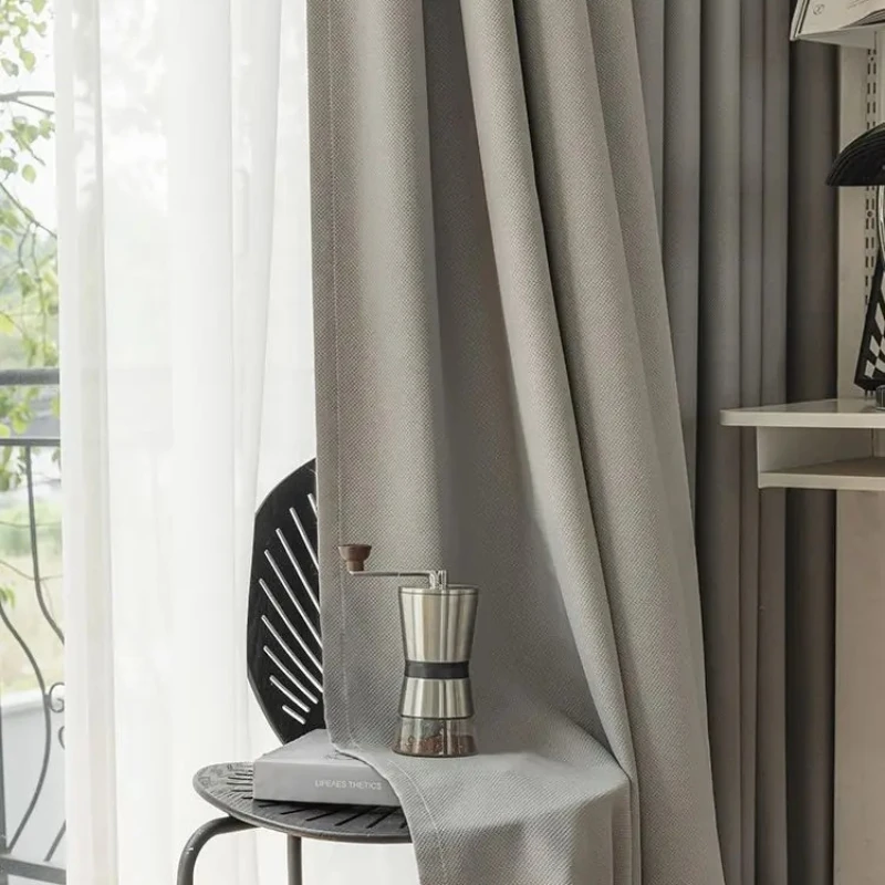 

Height Solid Color Blackout Curtains 85% Blackout Bedroom Living Room Thick Shading Insulation Curtains
