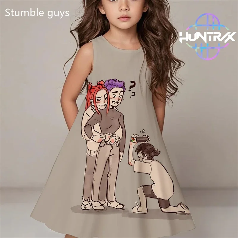 

Demon Slayer Kids Kpop Dress Summer Girls Kawaii Casual Beach Sleepwear Fashion