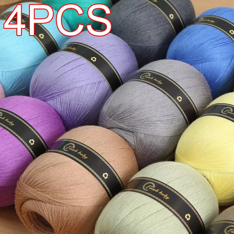 

4Pcs Crocheting Fine Cotton Yarn for Hand Knitting Silk Cotton Yarn for DIY Light weight Sweater Knitting yarn