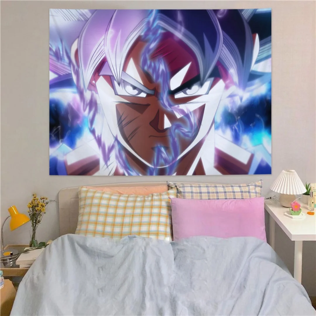 Anime Goku Dragon Ball Hintergrund-Wandteppich für Schlafzimmer und Studentenzimmer, Dekorative Wandgestaltung im Tapeten-Stil