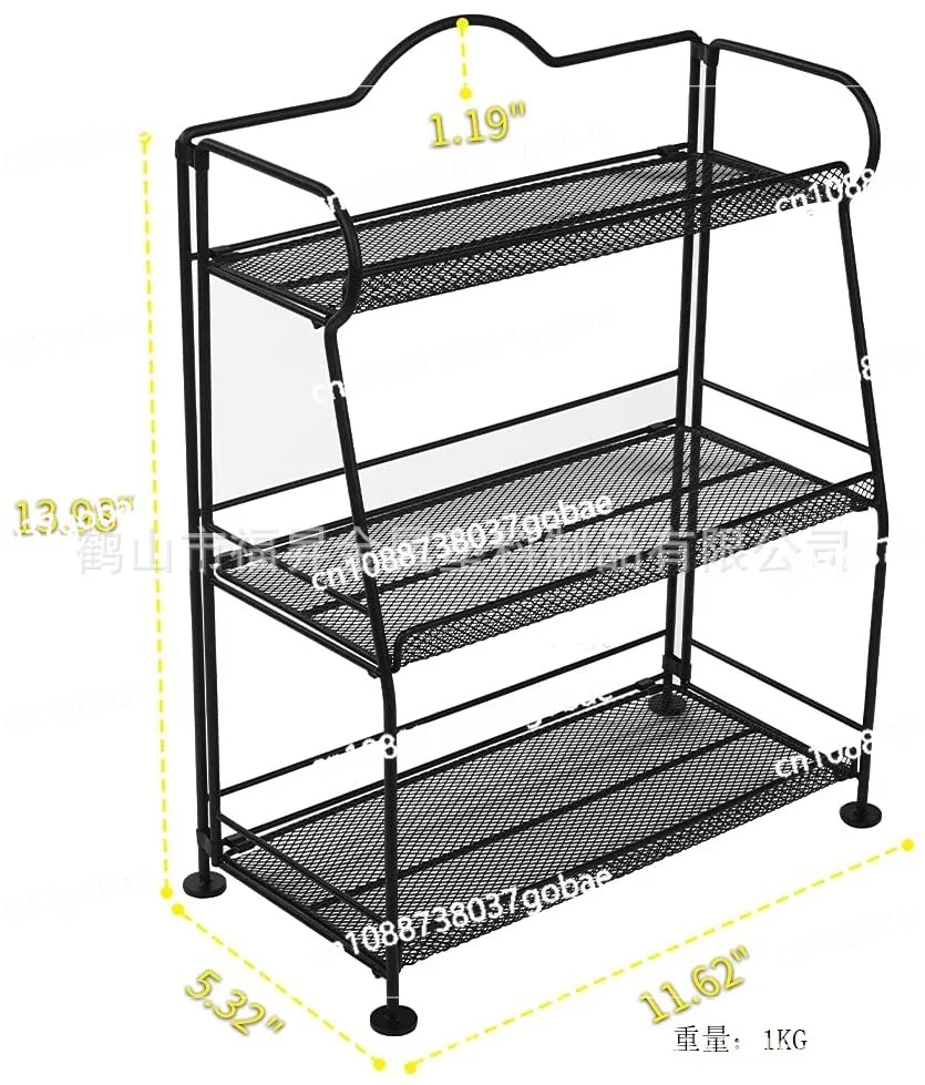 Foldable 3-layer Kitchen Spice Bottle Storage Rack