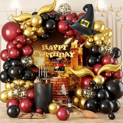 118Pcs Magic School Balloon Flower Ring Arch Set, Magic School Theme Aluminum Film Balloon Birthday Decoration Magic Theme