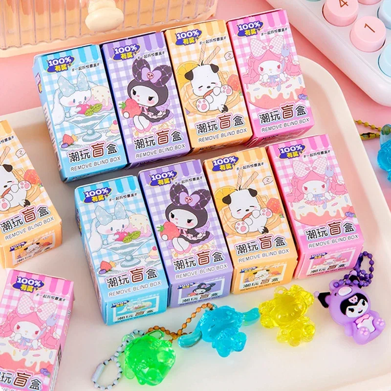 40Pcs/Box Cartoon Sanrio Mymelody Kuromi Cinnamoroll Pendant Keychain Cute Silica Gel Keyring Accessories