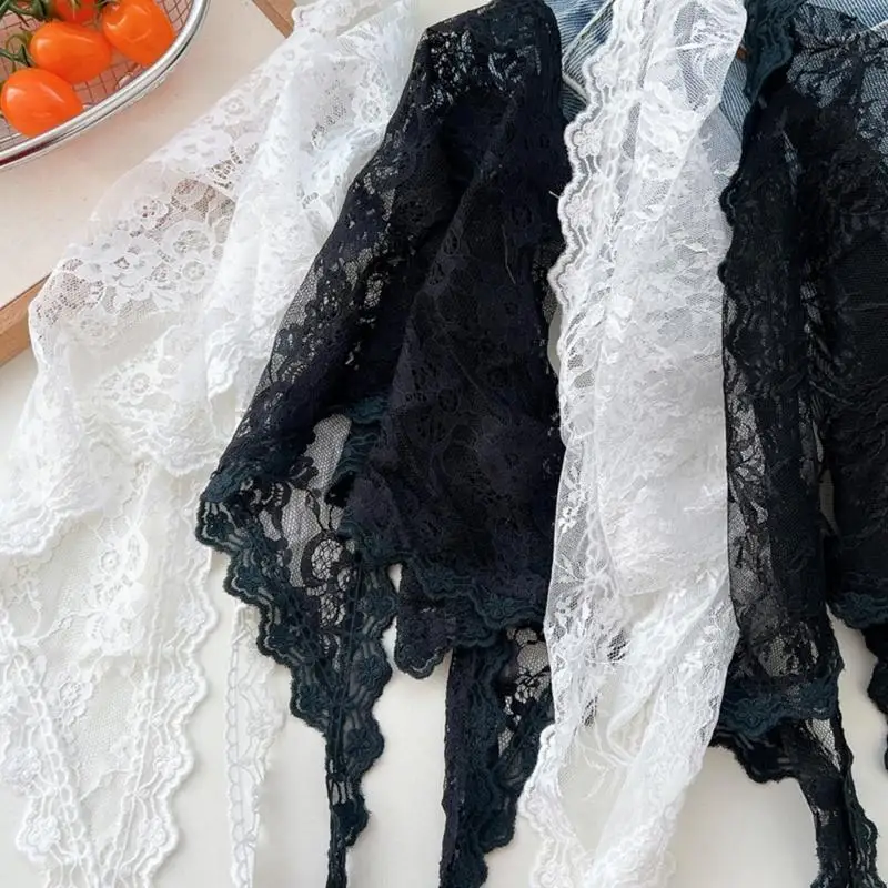 

Women's Tie Side Triangle Mini Apron Skirt Flower Lace Coverup Sarong Wrap Scarf