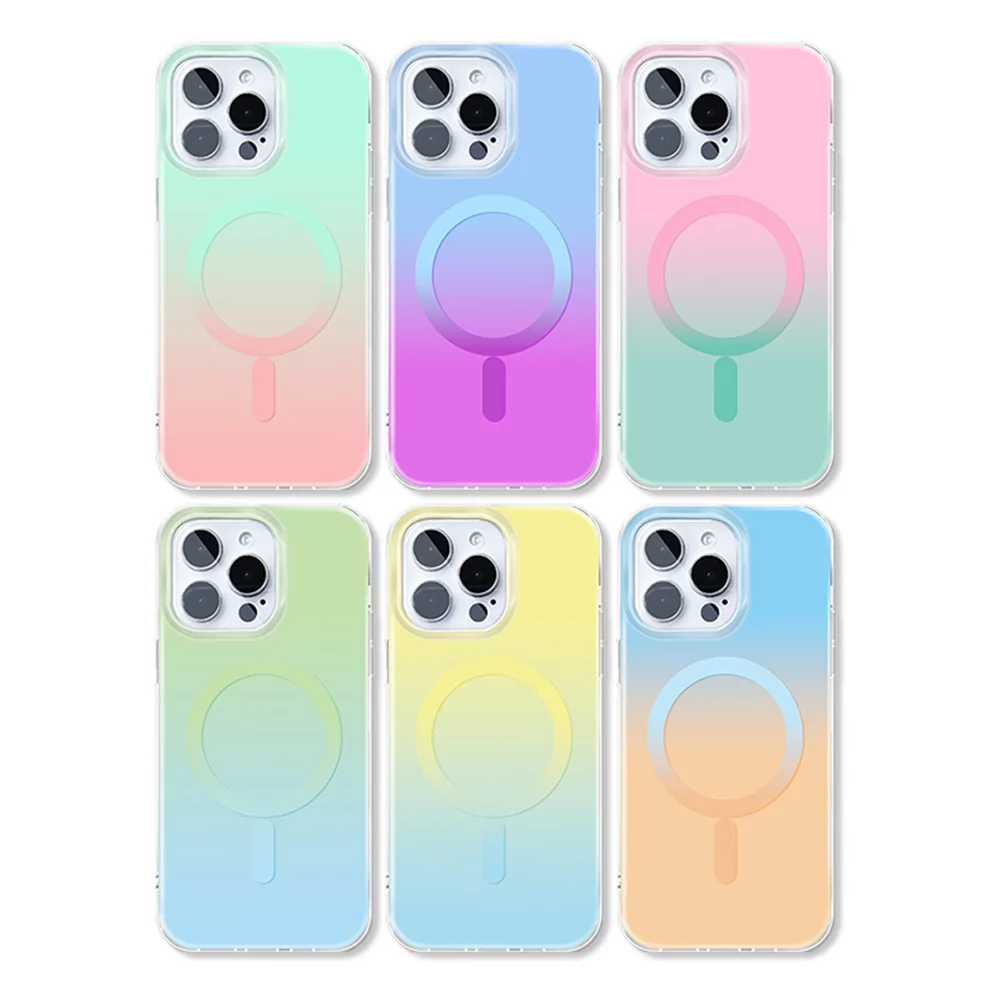 48PCS Magnetic Phone Cover, Matte Gradient Color, Magsafe, Scrub Case for iPhone 15, 14, 13, 12, 11 Plus Pro Max, Fashion